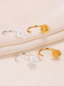 1件S925纯银镶钻雏菊肚脐环，奢华甜美日常佩戴肚脐穿刺饰品，女士生日/周年纪念礼物 - 單隻 - 查看 2