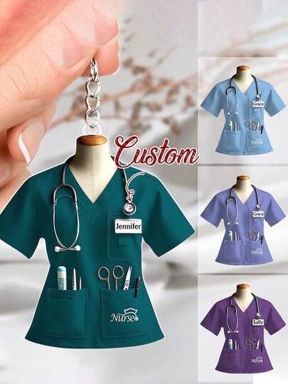 Personalized Nurse Uniform Keychains, Custom Acrylic Surgical Gown Keychains, Personalized Nurse Uniform Name Keychains, Gifts For Registered Nurses/Licensed Nurses, Tributes To Medical Heroes, Nurse Profession Keychains, Unique, Exclusive Gifts, Nurses' Day Gifts, Medical Student Gifts, Graduation Gifts.