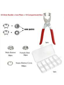 EDCUEBE7 50/200 nút bấm kèm kìm, bộ nút bấm vô hình liền mạch nhiều màu sắc và hộp đựng 10 ô, thích hợp cho đồ thủ công DIY, quần, yếm, mũ, giày dép, ô dù, may quần áo (nhiều màu nút bấm, không hộp) - Nhiều màu - Xem 20