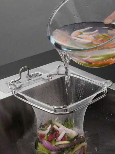 50pcs/Set Stainless Steel Sink Strainer, Kitchen Sink Drain Filter, Sink Strainer Set, Hanging Drain Rack For Food Residue Collection, Easy Installation. Random Delivery Of 2 Types Of Racks For Christmas, Valentine's Day, Back To School, Mother's Day