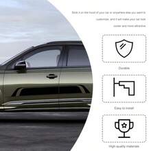 2 PCS Car Hood Stickers Sports Racing Stripe Graphic Decal Auto Body Side Strip Decor Waterproof Vinyl Decals Decorative Accessories For Automotive Fenders Skirts Roofs Black - Black - View 4