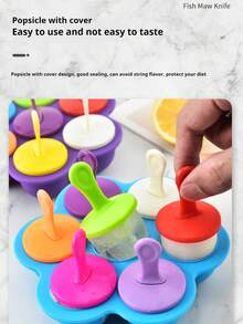 1个硅胶七孔冰棒模具,多功能硅胶冰棒模具,冰淇淋模具,DIY儿童自制冰淇淋模具,家用多功能冰淇淋模具,厨房用具,冰棒,水果,冰淇淋,刨冰,冰块,婴儿辅食,布丁,蛋糕,食品,家庭,厨房,家居 - 彩色 - 查看 5