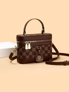 Uniwersalna damska torba na ramię z geometrycznym wzorem, regulowany pasek, torba typu crossbody, torba typu box, konstrukcja z klapką, odpowiednia do podróży, na zakupy, randki, idealny prezent dla kobiet, nastolatek, studentek, początkujących i pracujących kobiet, do biura, szkoły, pracy, biznesu, dojazdów do pracy, na zewnątrz, w podróży, na piknik itp. - Wielokolorowe - Zobacz 1