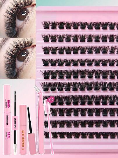 DIY Eyelash Extension Kit - Waterproof Eyelash Glue And Sealant For Cluster Lashes, Long-Lasting Strong Individual Lash Adhesive And Sealant, Easy-To-Apply Makeup Tools