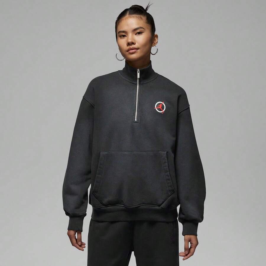 Jordan Women's AS W J FLT CLB FLC QZ Sweatshirt Knit Sweatshirt IO9532-010 - Grey - View 1