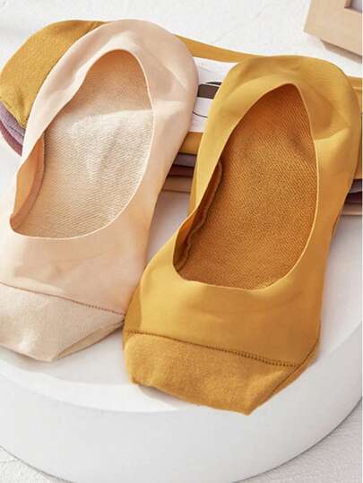 1/5/10双装 女士硅胶防滑拖鞋袜 夏季薄款冰丝低帮无缝隐形纯色船袜