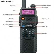 BAOFENG UV-5R Dual-Band Handheld Walkie-Talkie, Long-Range Portable Two-Way Radio, Suitable For Outdoor Adventures/Hiking/Hotel Property Use - Black - View 5
