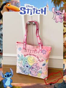 1 Pc Disney Officially Licensed Stitch Pattern Canvas Tote Bag, Women's Large-Capacity Shoulder Bag, Lightweight Reusable Shopping Bag – Ideal For Girls, Teens, Cartoon Fans, Perfect For Daily Commutes, Grocery Shopping, School Runs, Beach Trips, Holiday Gatherings,Back To School - DHF52266-sT - View 11