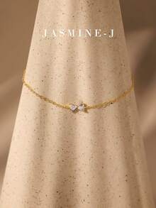 1pc S925 Sterling Silver Bow Bracelet,Double Heart Bow Bracelet,Sterling Silver Women's Bracelet,Minimalist Design,Suitable For Everyday Wear - Multicolor - View 3