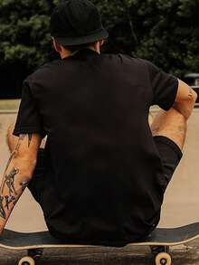 男士休闲海鸥印花短袖 T 恤，夏季 - 黑色 - 查看 2