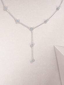 925 Sterling Silver Moissanite Necklace, Hypoallergenic Minimalist Pendant Necklace, Luxury Gift For Valentine's Day, Mother's Day, Birthday, Girlfriend, Wife, Mom (Gift Box With Certificate) - Silver - View 5