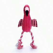 毛绒发声火烈鸟宠物玩具，狗狗咀嚼玩具和互动益智玩具 - 紅色 - 查看 2