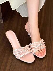 Sexy French Style High Heel Sandals, Fashionable Pair With Dresses, Comfortable Thin Heels - Pink - View 3