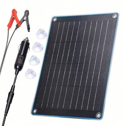 12V Solar Panel Auto Batterie Erhaltungsladegerät, 10W tragbares Solar Panel Erhaltungsladegerät mit Zigarettenanzünder Stecker & Krokodilklemmen, Solar Erhaltungsladegerät für Auto, LKW, Boot, Rasenmäher, Wohnmobil, Traktor. Hocheffizient