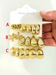 18pcs Earrings Set, Suitable For Festivals, Gatherings, Gifts, And Daily Wear - Gold - View 2