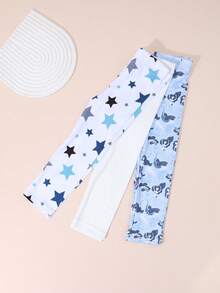 3 Pairs Kids' Digital Print Leggings, Versatile Wear Inner Or Outer, Suitable For Summer, Early Spring And Autumn - Multicolor - View 5