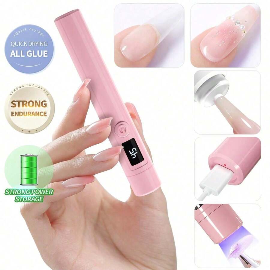 XEIJAYI 手持式UV美甲灯，适用于凝胶美甲，迷你美甲灯，便携式LED美甲灯，USB美甲烘干机，快速固化指甲和足部护理工具，DIY凝胶指甲油，家用和美甲沙龙均可使用，送给女孩的礼物
