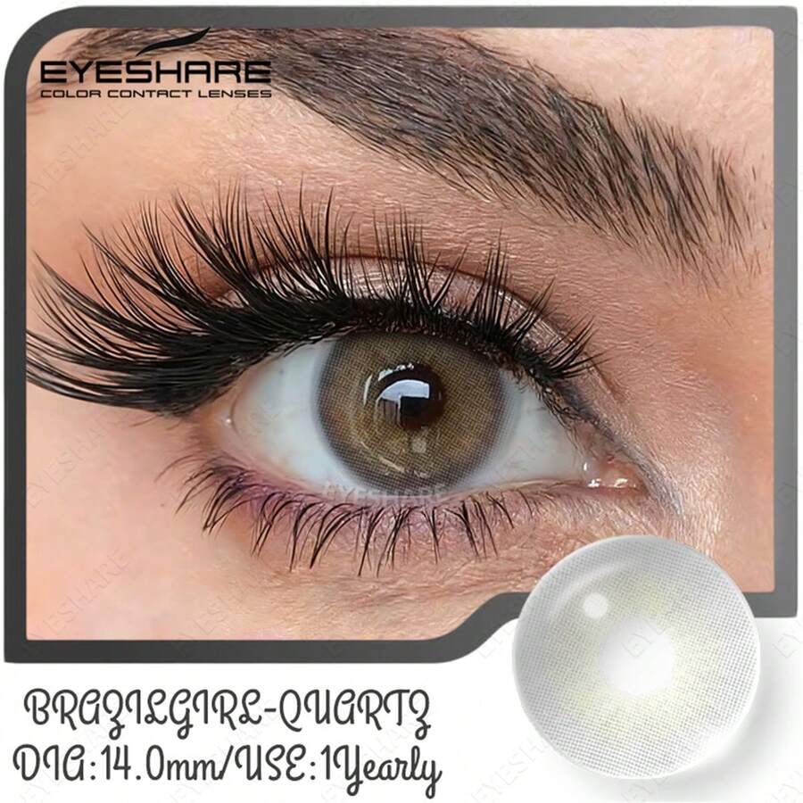 Soft EYESHARE Natural Brown BRAZILGIRL Series, 2 Pieces Green For Men And Women For Makeup, In Shades Of Brown, Blue And Gray, For Annual Use, Shipped From Brazil - (No Prescription) - QUARTZ - 查看 1