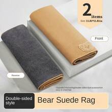 1/2/4 piezas Paños de limpieza de ante con diseño de oso pequeño, Material: Ante + Felpa de coral, Doble cara engrosada sin desprendimiento, Adecuado para: Paño de limpieza de cocina, Paño de lavado de platos del comedor, Toalla de detallado de automóvil, Toalla de secado de automóvil, Toalla de lavado de automóvil - Paño de limpieza para gamuza de oso - Ver 11