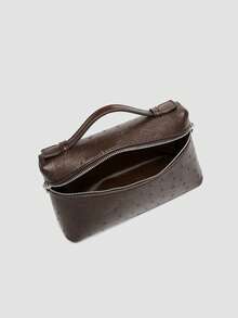 1 pieza Bolso de hombro cuadrado de unicolor con textura de grano de litchi en PU, bolso de mano pequeño para mujer, adecuado para combinar con diaria, salidas, compras, fiestas, bol - Cafetería - Ver 7