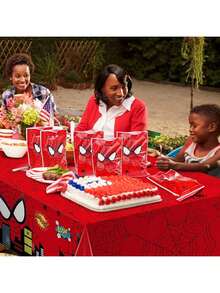 10pcs/Set [Spider Man Universe Play Style] Spider Web Pattern Plastic Tote Bag Set Red Background Black Pattern Birthday Party Companion Gift Bag New Year's Gift, Valentine's Day Gift, Easter Gift - Multicolor - View 5