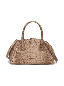 Luxury Crocodile Pattern Handbag, Retro Genuine Purse, Women's Classic Boston Bag & Shoulder Bag - 卡其色 - 查看 8