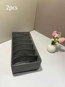 6/7/8/24 Grid Gray Non-Woven Fabric Drawer Storage Compartment, Foldable Wardrobe Storage Basket, And Fabric Storage Box, Used For Storing Clothes, Socks, Underwear, Bras, Ties, And Accessories - View 12