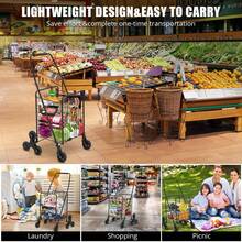 Carrito de Compras Plegable de 100 Libras con Ruedas de Escalada de Escalera, Cesta Grande de 22 galones, Ruedas giratorias de 360°, Carrito Plegable para lavandería, Compras - Negro - Ver 7