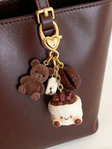 1个可爱咖啡豆泰迪熊钥匙扣，咖啡豆袋吊坠，时尚配饰，咖啡杯造型钥匙扣，家居钥匙链，包包装饰，耳机吊坠，手机壳吊坠，汽车钥匙链或包包挂饰，趣味设计，理想的节日礼物，生日礼物，咖啡爱好者礼物，派对小礼物 - 彩色 - 查看 7