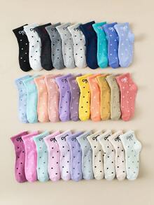 10双装混色蝴蝶图案过膝袜，适合青少年穿着，休闲、放松和运动皆宜 - 彩色 - 查看 6