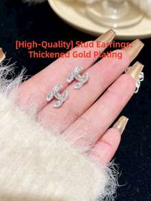 银锆石耳环，优雅可爱的铜镀白金耳环，适合日常佩戴和聚会 - 銀色 - 查看 3