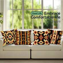4pcs Bohemian Geometric Pattern Single-Sided Printed Throw Pillow Covers, Decorative Pillow Cases Suitable For Living Room Sofa Bedroom, Pillow Inserts Not Included - Multicolor - View 8