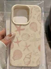 1个白色海星贝壳图案全包覆式TPU防震手机壳，兼容苹果16、15、14、13、12、11 Pro Max - 彩色 - 查看 2