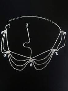 Bohemian Fashion Multi-Layer Crystal Water Drop Pendant Headchain, Shiny Jewelry Accessory For Women Party, Banquet, Ball, Headpiece - Silver - View 5