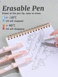 Bộ 2 bút bi gel hình động vật dễ thương, có thể xóa được, màu hồng hoạt hình, ngòi 0.5mm, mực đen/xanh dương, thích hợp cho học sinh và sử dụng văn phòng. - nhiều màu - Xem 3