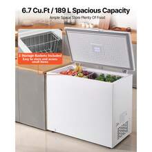 Chest Freezer, 6.7 Cu.Ft Compact Deep Freezer, Free Standing Top Open Door Chest Freezers With 2 Removable Baskets & Adjustable Thermostat, Low Noise & Garage Ready, White - White 6.36 Cu.ft - View 3