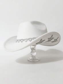 1pc Luxury Rhinestone Star Western Cowboy Hat, Bridal Wedding Photo Shoot Party Fashion Headwear - Multicolor - View 10