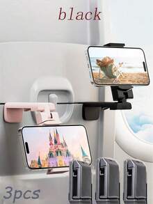 3/2/1件装飞机手机支架，便携式旅行支架，可折叠可调节旋转自拍支架，适用于桌面、火车座位、行李箱、厨房橱柜 - 耐用塑料结构，小巧可折叠手机挂钩，通用手机支架，适用于旅行、居家、办公 - 彩色 - 查看 14