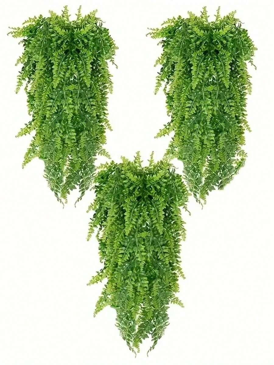 仿真植物綠色人造吊掛蕨類植物-逼真蕨類藤蔓,適用於婚禮裝飾、生日派對、花園活動,室內外皆可用-高品質,無需用電,戶外植物|裝飾藤蔓 - 綠色 - 查看 1