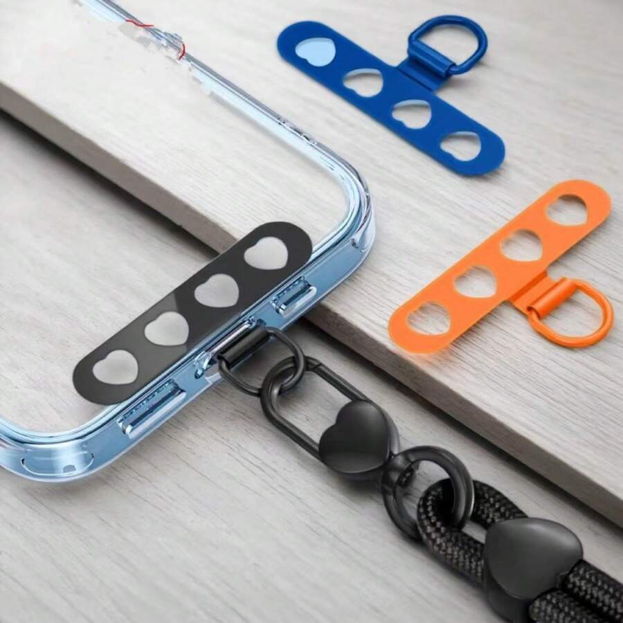 3Pcs 0.3mm Metal Phone Tether Tab, Metal Phone Patch, Universal Cellphone Lanyard Pad - Black - View 1