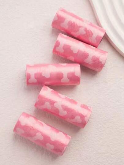 75pcs Pet Printed Trash Bags, 5 Rolls Portable Dog Poop Bags, 15pcs/Roll, Pet Waste Pickup Replacement Cleaning Bags For Cats & Dogs