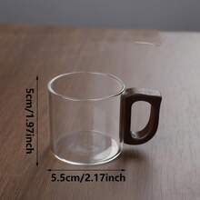Bộ 6 cốc thủy tinh borosilicate cao cấp 100ml với tay cầm bằng gỗ óc chó - Chịu nhiệt, dùng được trong máy rửa chén, cốc trà nhỏ, cốc cà phê tay cầm bằng gỗ óc chó, thích hợp cho văn phòng, cắm trại, ăn uống và nhiều dịp khác. - Nhiều màu - Xem 4