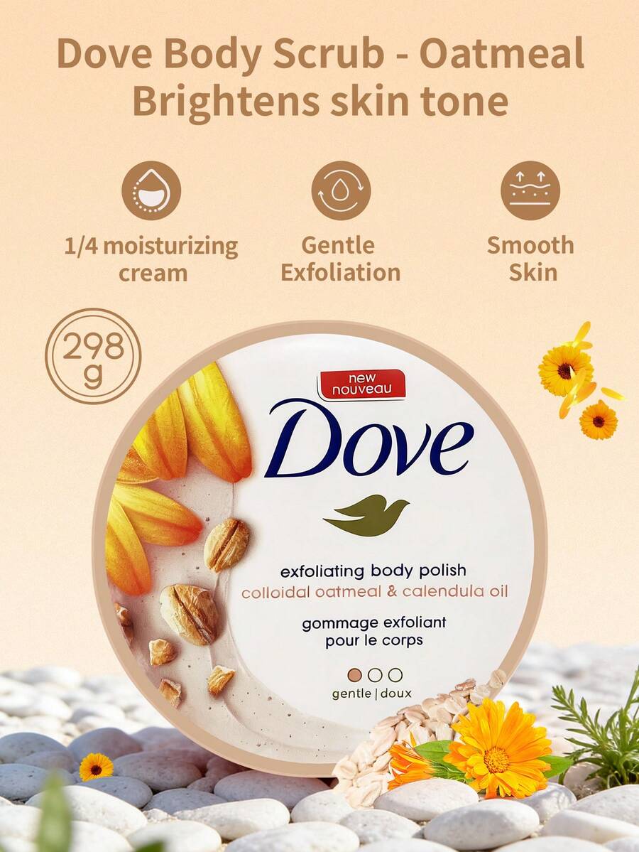 1 Bottle (298g) Dove Body Scrub, Mint Chocolate Scent, Smooth & Refreshing Skin, Gentle Exfoliation, Suitable For Whole Body Care - 298g Mint Chocolate - View 1