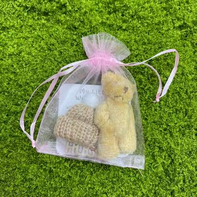 Small Pocket Plush Teddy Bear With Greeting Card, Provides A Heartfelt Hug, Comes With Pocket Hug Commemorative Card, Soft And Comfortable, Helps Relieve Anxiety, Warm Support, Suitable As Gift For Family And Friends, Desktop Decor
