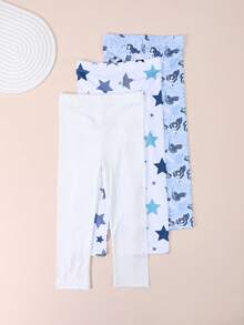 3 Pairs Kids' Digital Print Leggings, Versatile Wear Inner Or Outer, Suitable For Summer, Early Spring And Autumn - Multicolor - View 13