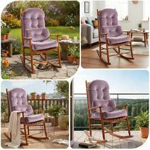 Rocking Chair Cushion Indoor Large Chair Pads Set With Ties Extra Lumbar Pillow Premium Dutch Velvet High Resilience Filler Non-Slip Bottom, Pink - Pink - View 8