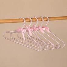 1pc Princess Style Pearl Hanger, Clothing Store Bridal Dress Hanger With Bow, Home Garment Rack - Multicolor - View 9