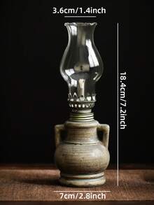 1pc Ceramic Kiln-Fired Glaze Oil Lamp With Handle And Lampshade, Adjustable Wick Camping Fuel Lamp, Indoor Ceramic Oil Lamp Candle Holder, Kerosene Lamp With Wick, Oil Lamp/Hurricane Lamp With Flame Control Knob - 1PC - View 10