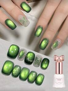 SHANGFEIYA 10毫升祖母绿猫眼凝胶指甲油，高饱和度，亮泽，UV/LED可卸式，弹簧罐磁性凝胶指甲油，适用于美甲沙龙和家庭美甲 - 彩色 - 查看 2