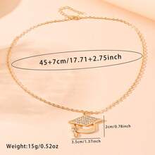 1pc Minimalist Creative Alloy Rhinestone Studded Graduation Cap Pendant Necklace, Suitable For Women - Graduation Season Necklace - View 7